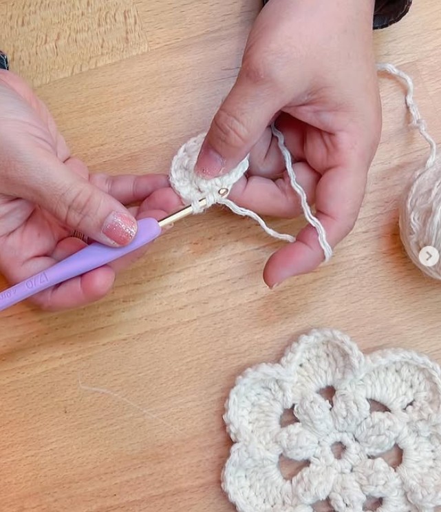 TAMAMONO アクリルタワシ編んでいる途中